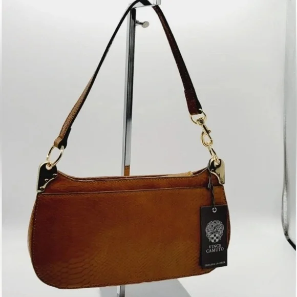 NWT Vince Camuto Genuine convertible Leather Crossbody Satchel in toffee brown - Picture 7 of 16